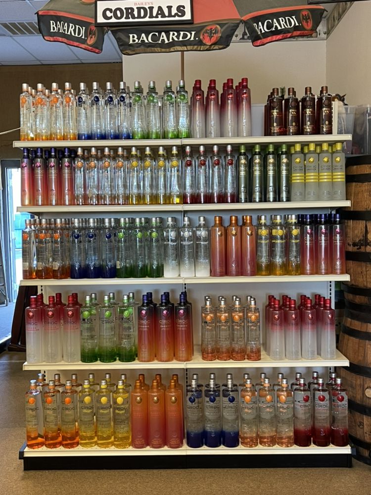 A colorful display of Cîroc products on one of our store shelves