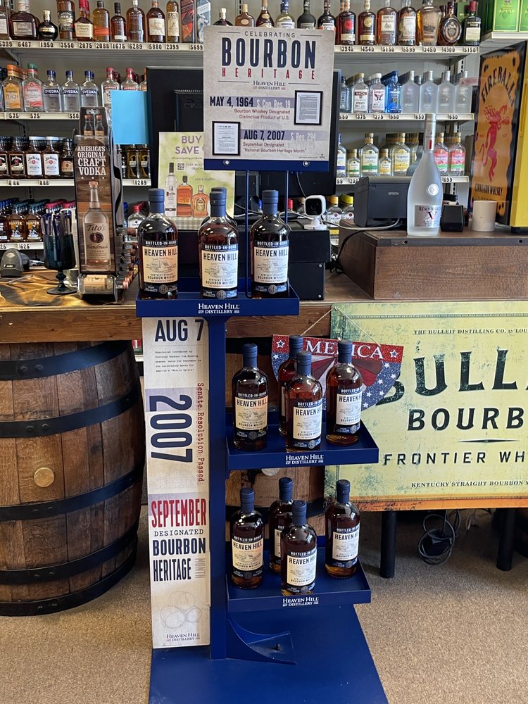 A variety of bourbon bottles showcased in our store